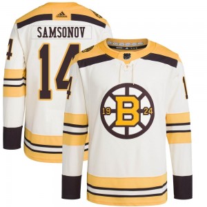 Youth Adidas Boston Bruins Sergei Samsonov Cream 100th Anniversary Primegreen Jersey - Authentic