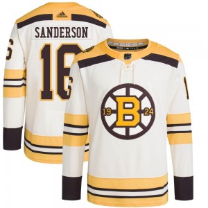 Youth Adidas Boston Bruins Derek Sanderson Cream 100th Anniversary Primegreen Jersey - Authentic