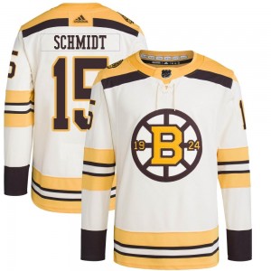 Youth Adidas Boston Bruins Milt Schmidt Cream 100th Anniversary Primegreen Jersey - Authentic