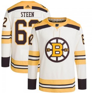Youth Adidas Boston Bruins Oskar Steen Cream 100th Anniversary Primegreen Jersey - Authentic