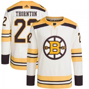 Youth Adidas Boston Bruins Shawn Thornton Cream 100th Anniversary Primegreen Jersey - Authentic