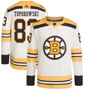 Youth Adidas Boston Bruins Luke Toporowski Cream 100th Anniversary Primegreen Jersey - Authentic