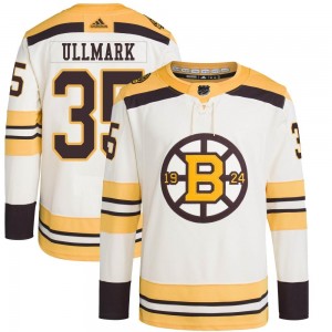 Youth Adidas Boston Bruins Linus Ullmark Cream 100th Anniversary Primegreen Jersey - Authentic