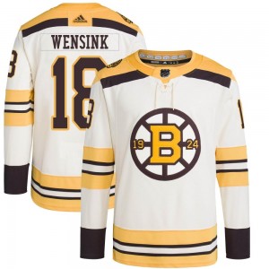 Youth Adidas Boston Bruins John Wensink Cream 100th Anniversary Primegreen Jersey - Authentic