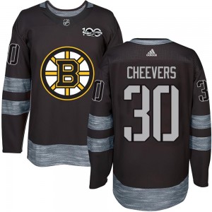 Men's Boston Bruins Gerry Cheevers Black 1917-2017 100th Anniversary Jersey - Authentic