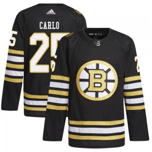 Men's Adidas Boston Bruins Brandon Carlo Black 100th Anniversary Primegreen Jersey - Authentic