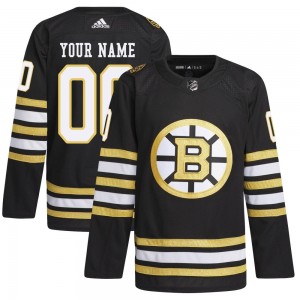 Men's Adidas Boston Bruins Custom Black Custom 100th Anniversary Primegreen Jersey - Authentic