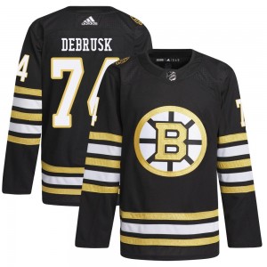 Men's Adidas Boston Bruins Jake DeBrusk Black 100th Anniversary Primegreen Jersey - Authentic