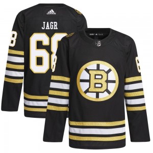 Men's Adidas Boston Bruins Jaromir Jagr Black 100th Anniversary Primegreen Jersey - Authentic