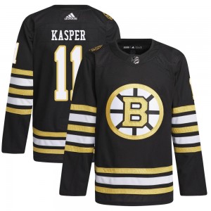 Men's Adidas Boston Bruins Steve Kasper Black 100th Anniversary Primegreen Jersey - Authentic