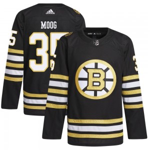 Men's Adidas Boston Bruins Andy Moog Black 100th Anniversary Primegreen Jersey - Authentic