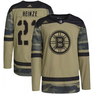 Men's Adidas Boston Bruins Steve Heinze Camo Military Appreciation Practice Jersey - Authentic