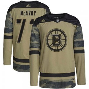 Men's Adidas Boston Bruins Charlie McAvoy Camo Military Appreciation Practice Jersey - Authentic