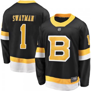 Men's Fanatics Branded Boston Bruins Jeremy Swayman Black Breakaway Alternate Jersey - Premier