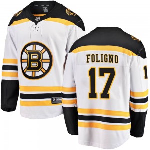 Youth Fanatics Branded Boston Bruins Nick Foligno White Away Jersey - Breakaway