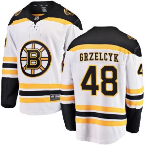 Youth Fanatics Branded Boston Bruins Matt Grzelcyk White Away Jersey - Breakaway