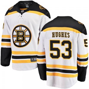 Youth Fanatics Branded Boston Bruins Cameron Hughes White Away Jersey - Breakaway