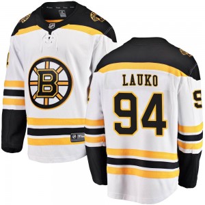 Youth Fanatics Branded Boston Bruins Jakub Lauko White Away Jersey - Breakaway