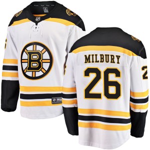 Youth Fanatics Branded Boston Bruins Mike Milbury White Away Jersey - Breakaway