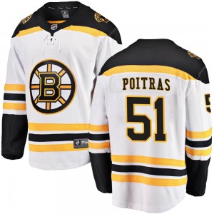 Youth Fanatics Branded Boston Bruins Matthew Poitras White Away Jersey - Breakaway