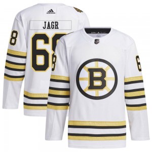 Youth Adidas Boston Bruins Jaromir Jagr White 100th Anniversary Primegreen Jersey - Authentic