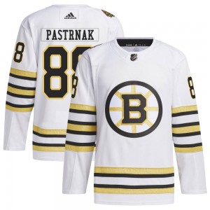 Youth Adidas Boston Bruins David Pastrnak White 100th Anniversary Primegreen Jersey - Authentic