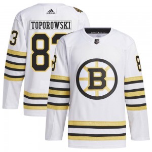 Youth Adidas Boston Bruins Luke Toporowski White 100th Anniversary Primegreen Jersey - Authentic