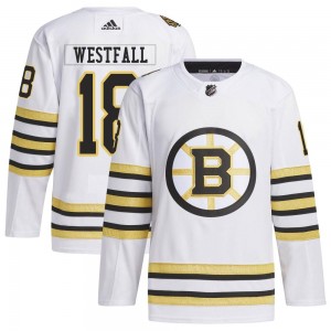 Youth Adidas Boston Bruins Ed Westfall White 100th Anniversary Primegreen Jersey - Authentic