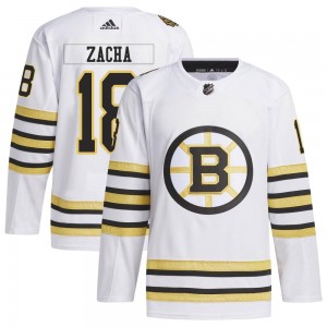 Youth Adidas Boston Bruins Pavel Zacha White 100th Anniversary Primegreen Jersey - Authentic