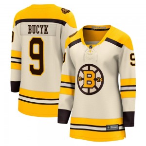 Women's Fanatics Branded Boston Bruins Johnny Bucyk Cream Breakaway 100th Anniversary Jersey - Premier