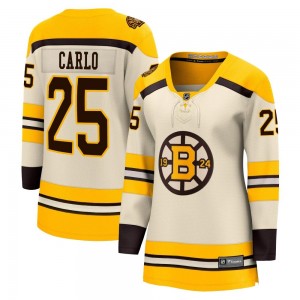 Women's Fanatics Branded Boston Bruins Brandon Carlo Cream Breakaway 100th Anniversary Jersey - Premier