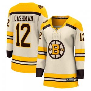Women's Fanatics Branded Boston Bruins Wayne Cashman Cream Breakaway 100th Anniversary Jersey - Premier