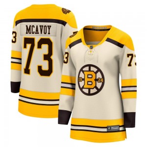 Women's Fanatics Branded Boston Bruins Charlie McAvoy Cream Breakaway 100th Anniversary Jersey - Premier