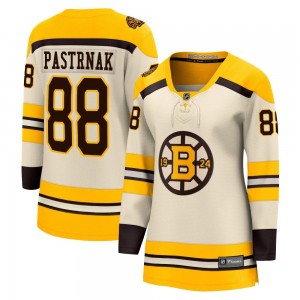 Women's Fanatics Branded Boston Bruins David Pastrnak Cream Breakaway 100th Anniversary Jersey - Premier