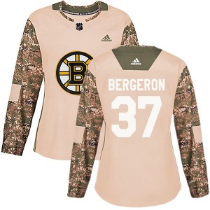 Women's Adidas Boston Bruins Patrice Bergeron Camo Veterans Day Practice Jersey - Authentic