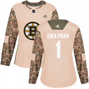 Women's Adidas Boston Bruins Jeremy Swayman Camo Veterans Day Practice Jersey - Authentic
