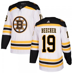 Youth Adidas Boston Bruins Johnny Beecher White Away Jersey - Authentic