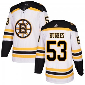 Youth Adidas Boston Bruins Cameron Hughes White Away Jersey - Authentic