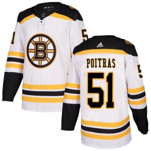 Youth Adidas Boston Bruins Matthew Poitras White Away Jersey - Authentic