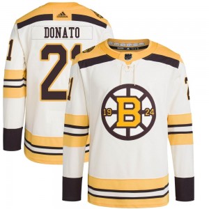 Men's Adidas Boston Bruins Ted Donato Cream 100th Anniversary Primegreen Jersey - Authentic