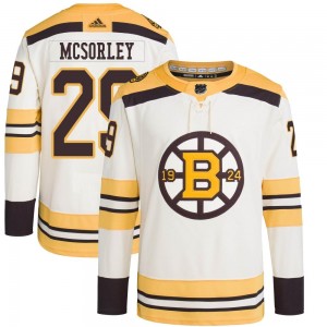Men's Adidas Boston Bruins Marty Mcsorley Cream 100th Anniversary Primegreen Jersey - Authentic