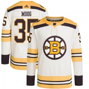 Men's Adidas Boston Bruins Andy Moog Cream 100th Anniversary Primegreen Jersey - Authentic