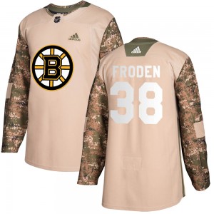 Men's Adidas Boston Bruins Jesper Froden Camo Veterans Day Practice Jersey - Authentic