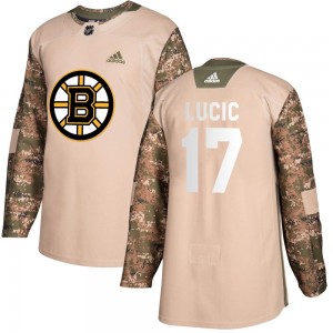 Men's Adidas Boston Bruins Milan Lucic Camo Veterans Day Practice Jersey - Authentic