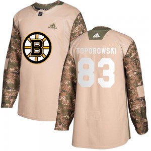 Men's Adidas Boston Bruins Luke Toporowski Camo Veterans Day Practice Jersey - Authentic