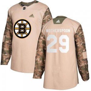 Men's Adidas Boston Bruins Parker Wotherspoon Camo Veterans Day Practice Jersey - Authentic