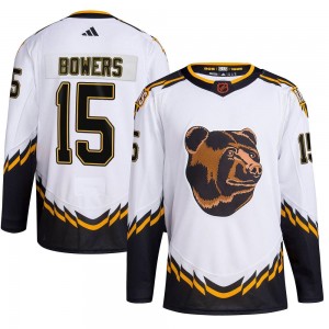 Youth Adidas Boston Bruins Shane Bowers White Reverse Retro 2.0 Jersey - Authentic