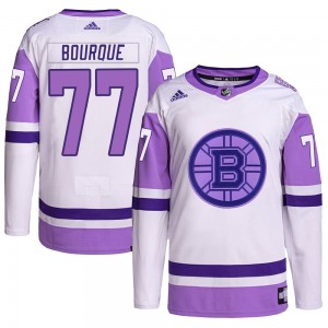 Youth Adidas Boston Bruins Raymond Bourque White/Purple Hockey Fights Cancer Primegreen Jersey - Authentic