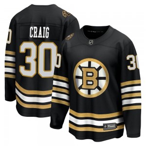 Men's Fanatics Branded Boston Bruins Jim Craig Black Breakaway 100th Anniversary Jersey - Premier