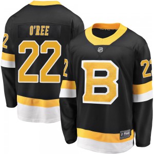 Youth Fanatics Branded Boston Bruins Willie O'ree Black Breakaway Alternate Jersey - Premier